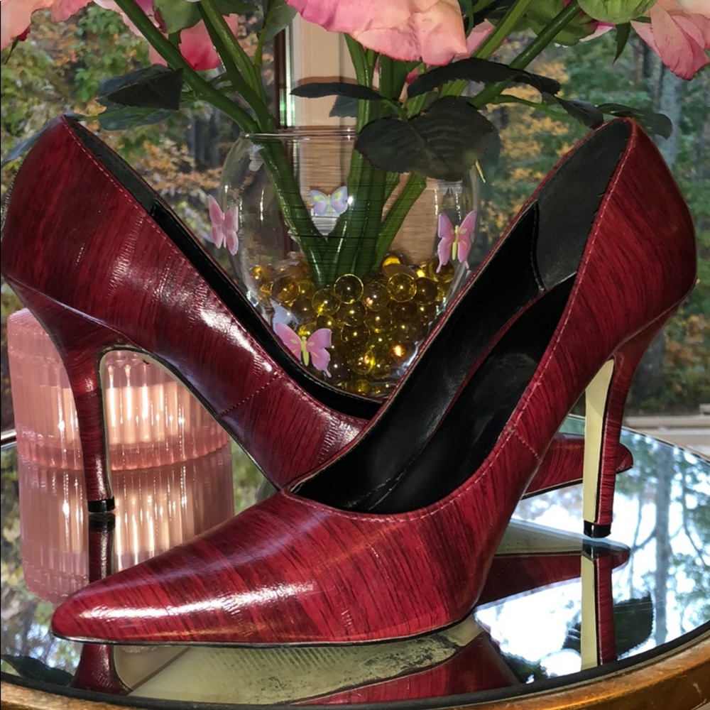 Joey red vegan leather pumps